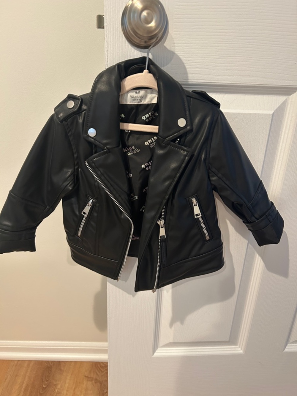 H&M Black Faux Leather Biker Jacket for Kids
